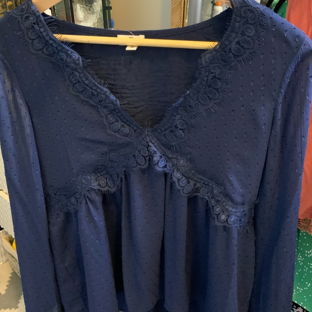 Navy Blue Blouse by Mason & Belle